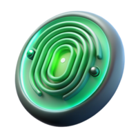sumptuous dramatic classic A close up of a fingerprint scanner glowing green, illuminated by a focused, white light, security technology style impeccable png