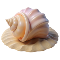 playful vibrant A single, perfect seashell on a white sand beach, lit by the soft light of dawn, photorealistic style precision png