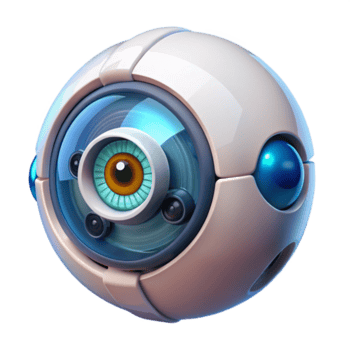 alluring rare A transparent robotic eye gazing intently, complex mechanisms visible within, soft and even lighting, biomechanical art style png