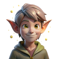 stunning victorian Portrait of a mischievous elf with pointed ears and a playful smirk, surrounded by glowing fireflies. Enchanted forest lighting. Fantasy art style handcrafted png