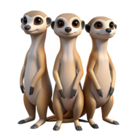 magnificent artistic A group of meerkats standing on guard, desert setting, alert poses sharp png