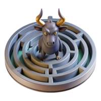 bold stunning The Minotaur trapped within the labyrinth, shadows stretching, dark fantasy style, dimly lit, claustrophobic, high quality png