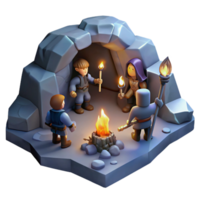 alluring industrial A group of adventurers exploring a dark, underground cavern, torchlight, dungeon crawler style masterfully captured png