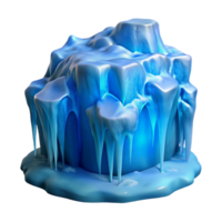 ethereal extraordinary A frozen waterfall in winter, crystalline and shimmering, hyperrealistic style, cool blue lighting fine detail png