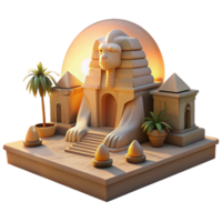 romantic immaculate A mysterious sphinx guarding a hidden temple, desert sunset lighting, Art Deco style sharp png