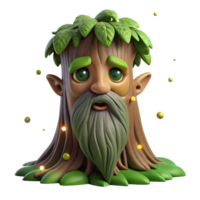 joyful breathtaking A wise old talking tree with glowing eyes and a flowing beard of moss, surrounded by fireflies, magical realism elite png