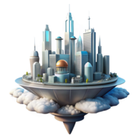 dreamy dramatic A futuristic city floating in the clouds, skyscrapers piercing the sky, utopian style crisp png