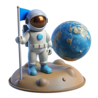 memorable tropical A lone astronaut plants a glowing flag on a desolate, alien planet, the Earth visible as a small blue marble in the distance. Realistic style, dramatic lighting flawless png