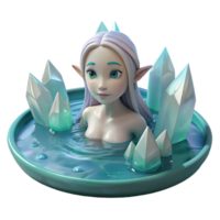 enchanting exceptional A serene water nymph floating in a crystal clear pond, soft lighting, fantasy art style png