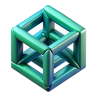 fascinating retro A dynamic composition of intersecting planes and lines, with a metallic texture and a cool, blue green color scheme. Isometric perspective authentic png