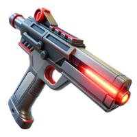 dazzling classic A futuristic weapon, its sleek design hinting at its destructive power, illuminated by a menacing red light, rendered in a sci fi, concept art style sharp png