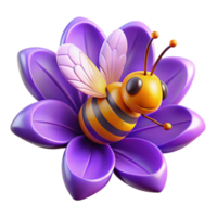 exceptional abstract A close up of a bee pollinating a vibrant purple flower, macro photography style with soft, natural lighting high quality png