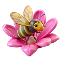 majestic quintessential A close up of a bee collecting pollen from a bright pink flower, macro photography style, natural lighting png