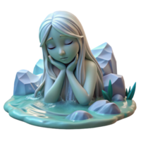 hypnotic tropical A melancholic water nymph weeping by a crystal clear stream, soft, ethereal lighting, fantasy art handcrafted png
