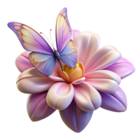 dynamic elegant A delicate butterfly resting on a flower, illuminated by soft, natural light, rendered in a highly detailed, macro style precision png