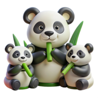 striking creative A family of pandas munching on bamboo, soft diffused lighting, children s book illustration style luxury png