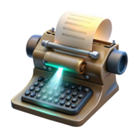 melancholic glorious An antique typewriter generating binary code onto a roll of paper, dust motes illuminated by a single beam of light, vintage style perfect clarity png