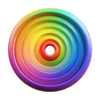 elegant modern A series of concentric circles, radiating outwards, in a vibrant, rainbow gradient, lit by a pulsating, rhythmic light, in an Op Art style professional png