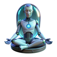 radiant reflective coastal A cyborg with intricate, glowing circuitry visible beneath their synthetic skin, meditating in a zero gravity chamber. Biopunk style. Soft lighting perfect clarity png