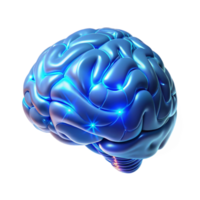 extraordinary coveted A holographic projection of a human brain, rotating slowly, intricate neural networks glowing, illuminated by cool blue light in a minimalist style png