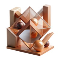 mesmerizing nordic A dynamic composition of overlapping, transparent geometric shapes in muted, earth tones, lit by a soft, directional light. Bauhaus style genuine png