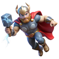magnificent nostalgic artistic A fierce Thor wielding Mjolnir, lightning crackling around him, comic book style, dramatic, lightning filled lighting high quality png