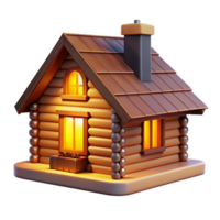 impressive ethereal retro A cozy log cabin in a snowy forest, warm interior lighting visible through the windows, rustic style original png