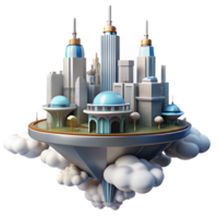 dazzling energetic surreal A futuristic city floating in the clouds, skyscrapers piercing the sky, utopian style expertly shot png