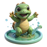 dramatic standout A playful Kappa splashing in a pond, dappled sunlight, Japanese woodblock print style png