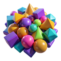 glorious contemporary A field of randomly generated, geometric shapes, in a vibrant, contrasting color palette, lit by a bright, pop art style light refined png