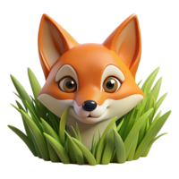 coveted victorian A sly fox peering through tall grass, its eyes gleaming mischievously, in a cunning, illustrative style luxury png