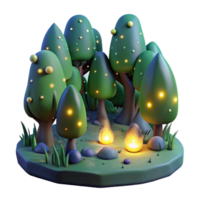 splendid tranquil geometric A group of fireflies illuminating a dark forest at night, magical realism style, bioluminescent light luxury png