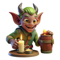 elegant acclaimed A mischievous imp playing tricks in a dimly lit tavern, warm, flickering candlelight, Dutch Golden Age style png
