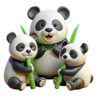 alluring joyful creative A family of pandas munching on bamboo, soft diffused lighting, children s book illustration style impeccable png