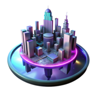 signature tropical A futuristic cityscape reflected in a puddle, neon lights, cyberpunk style 4K png