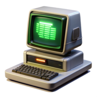 sumptuous tropical A vintage computer terminal displaying a cryptic message, green text on a black screen, lit by a single desk lamp, retrofuturism style fine detail png