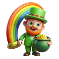 glorious geometric A mischievous leprechaun guarding his pot of gold at the end of a rainbow, vibrant colors, Irish folklore style refined png