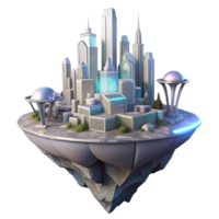enchanting nostalgic vintage A futuristic city built on a floating island, ethereal lighting, fantasy art style 8K png