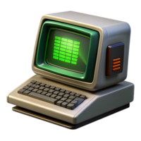 breathtaking dreamy coastal A vintage computer terminal displaying complex code, green text on a black screen, retrofuturism style studio quality png