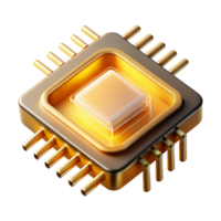 pristine intense nordic A single microchip, magnified to reveal its complex layers and pathways, glowing with an inner golden light, rendered in a photorealistic style sharp png
