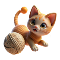 impressive standout A playful kitten batting at a ball of yarn in a sunlit room, dust motes floating in the air. Photorealistic style, warm color palette png
