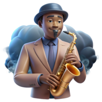 fascinating reflective renaissance Portrait of a soulful musician with a saxophone, smoky jazz club lighting, art deco style impeccable png