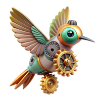 unparalleled victorian A miniature steampunk robot hummingbird, hovering amidst gears and cogs, delicate and intricate, soft studio lighting high quality png