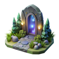 dazzling exceptional A hidden portal shimmering in a forest glade, ethereal lighting, surrealism style png