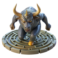 impressive gothic A fierce minotaur charging through a labyrinth, dramatic lighting, dynamic and gritty style fine detail png