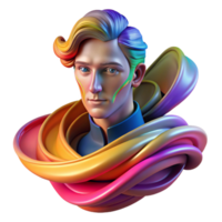 intense striking An abstract portrait composed of flowing lines and vibrant colors, with a dynamic composition and a blurred effect top tier png