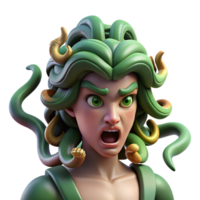 breathtaking mysterious bohemian A fierce gorgon with snakes for hair, turning a warrior to stone, Baroque style expertly shot png