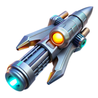 spectacular ethereal retro A futuristic weapon, sleek and metallic design, glowing energy core, dramatic lighting, science fiction concept art style authentic png