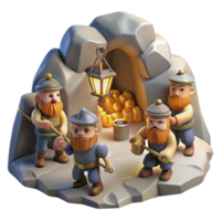 vibrant timeless A group of dwarves mining for gems in a mountain cave, flickering lantern light, detailed and gritty style png