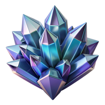 fascinating baroque A cluster of crystalline structures, with sharp edges and facets, refracting light in a dazzling display, in a geometric, abstract style expertly shot png